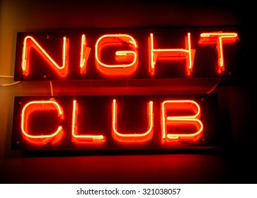 Nightclub Neon Sign Hanging On The Wall