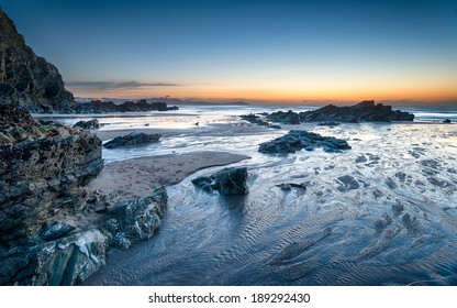Nightfall  on Lusty Glaze beach at Newquay in Cornwall - Shutterstock ID 189292430