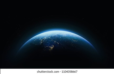Nightly Earth in the outer space. Abstract wallpaper. City lights on planet. Civilization. Elements of this image furnished by NASA
