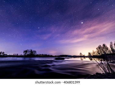 Nightly reflections by the river at springtime - Shutterstock ID 406801399