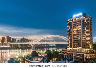 Nightscape Of Chaotianmen Yangtze River Bridge In Chongqing Mountain City