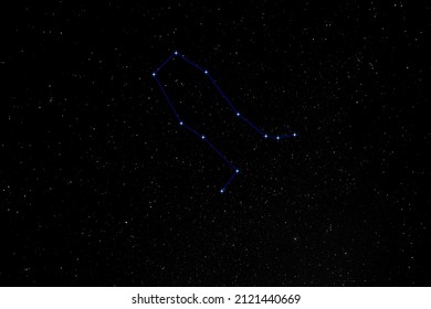 nightscape, night full of stars, view into a bright night sky of the northern hemisphere constellation Gemini, Twins