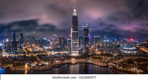 the Nightscape of Shenzhen Bay - Powered by Shutterstock