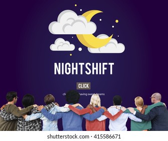 Nightshift Business Laptop People Time Work Concept