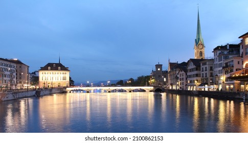 Nightshot Of Zurich City Centre River