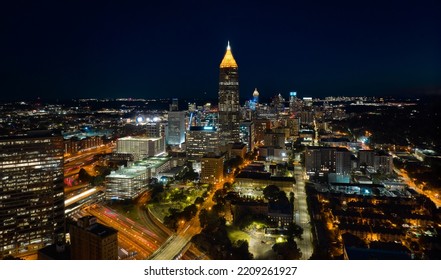 Nighttime Cityscape Of Atlanta During Blue Hour