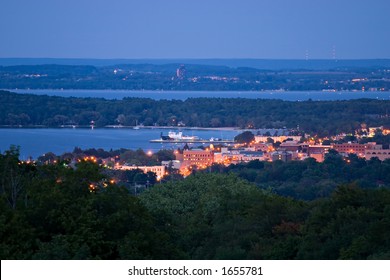nighttime cityscape of Traverse City, Michigan - Shutterstock ID 1655781