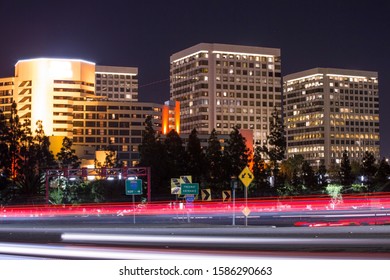 Nighttime View Of The Irvine, California Skyline.