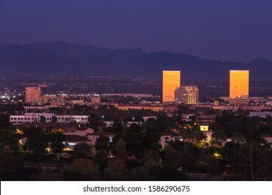 Nighttime View Of The Irvine, California Skyline.