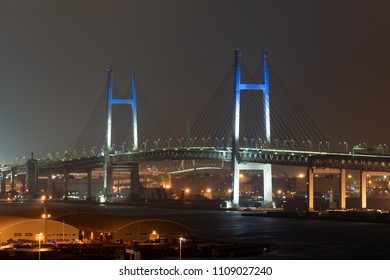 Nightview of Yokohama Bay Bridge in Kanagawa, Japan.