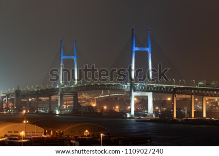Nightview of Yokohama Bay Bridge in Kanagawa, Japan.