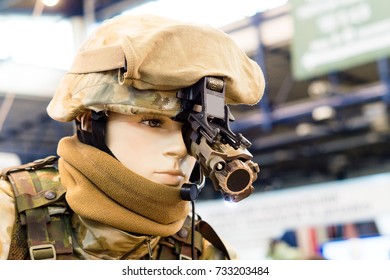 Night-vision device on a military helmet