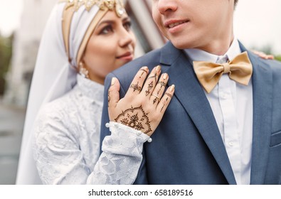 Nikah Arabic Wedding Couple During The Marriage Ceremony