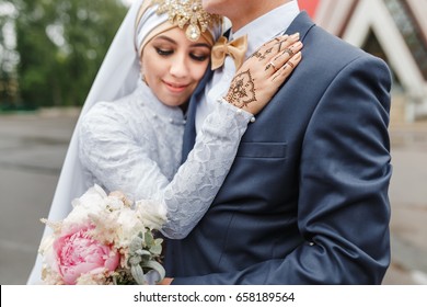 Nikah Arabic Wedding Couple During The Marriage Ceremony