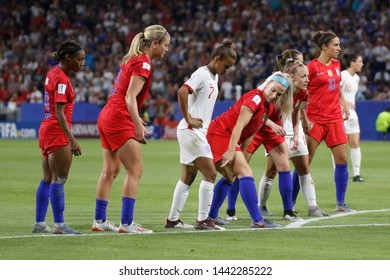 Nikita Parris Of England And Lindsey Horan Of USA During The FIFA Women's World Cup France 2019 Semi-final Football Match Vs England And USA On July 2, 2019 Groupama Stadium Lyon France