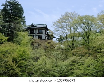 NIKKO, TOCHIGI / JAPAN – MAY 3, 2019: A historical construction within forest at Nikko in Tochigi, Japan.