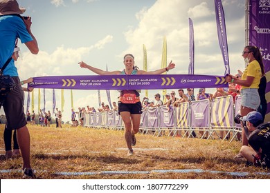 Nikola-Lenivets, Zvizzhi, Kaluga Region, Russia, August 9, 2020: Outdoor Sports Festival Sport Marafon