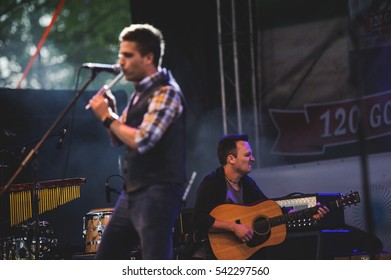 Niksic, Montenegro - August 13th: Irish Folk Band Irish Stew Of Sindidun Performing At Lake Fest 2016 On August 13th 2016 At Krupac Lake, Niksic, Montenegro