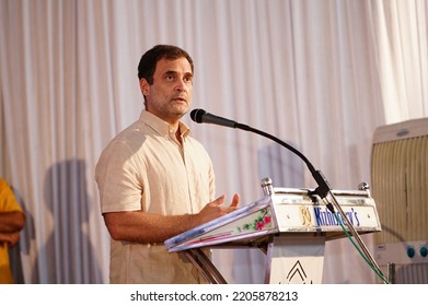 Nilambur , Kerala - India - 09 -05 -2022 : Rahul Gandhi Speech In Nilambur Amal College