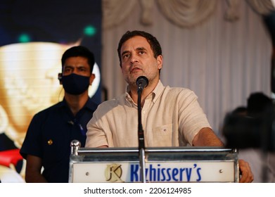 Nilambur , Kerala - India - 09 -05 -2022 : Rahul Gandhi Speech In Nilambur Amal College 