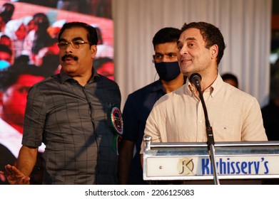 Nilambur , Kerala - India - 09 -05 -2022 : Rahul Gandhi Speech In Nilambur Amal College 