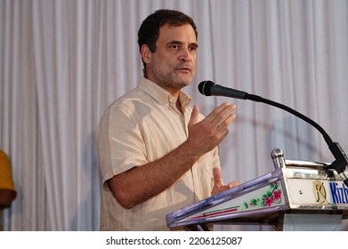 Nilambur , Kerala - India - 09 -05 -2022 : Rahul Gandhi Speech In Nilambur Amal College 