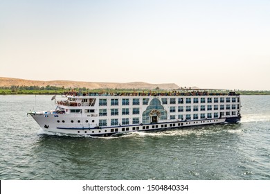 Nile, Egypt - 25 08 2017: Traditional Cruise Ship On Nile River