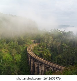 Nine Arch Bridge In Demodara Mist Rain Forest - Sri Lanka Is A Famous Landmark. Sri Lanka Railway Viaduct Stone.