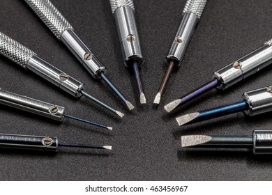 Nine piece precision screwdriver set