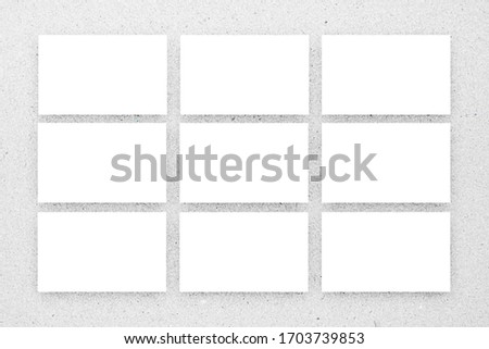 Nine white retangle boxes on white recycle rice and seed texture paper, Infographic presentation template design.  