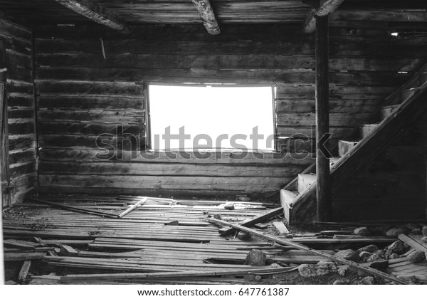 Nineteenth Century Log Cabin Interior Stairway Stock Photo Edit