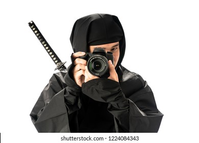 Ninja Taking Photograph Paparazzi Stock Photo Edit Now 1224084343