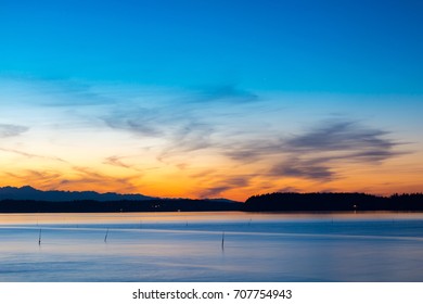 Nisqually River Basin At Sunset