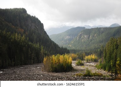 Nisqually River Valley At A Fall Morning.