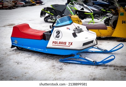 NISSWA, MN - 5 JAN 2022: Vintage Polaris TX Snowmobile.