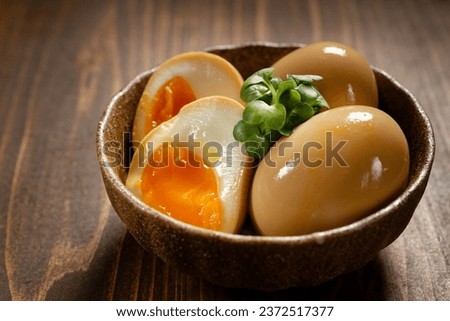 Nitamago. seasoned boiled egg (soft-boiled egg with soy sauce)