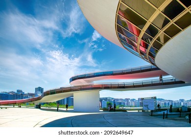 Niteroi, Rio De Janeiro, Brazil - December 7, 2021: Museum Of Contemporary Art. Building Exterior