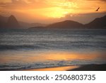 Niteroi sunset at itaipu beach in Rio de Janeiro Brazil. Beautiful.