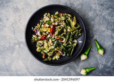 Nithya Vazhuthana Or Clove Beans Stir Fry, Overhead View