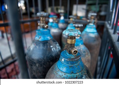 Nitrogen Gas Tank And Valve In The Storage