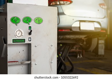 Nitrogen Tire Filling System Machine In A Garage. Nitrogen Air Pump.