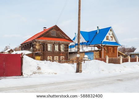 Nizhny Novgorod region, the house on the main street in the village of St. Nicholas Churchyard