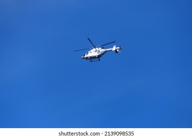 Nizhny Novgorod, Russia, 02.24.2022. Emergency Ministry Helicopter, Disaster Medicine In The Sky. High Quality Photo