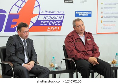 NIZHNY TAGIL, RUSSIA - AUG 24: Igor Kholmanskikh And Dmitry Rogozin At RUSSIAN DEFENCE EXPO 2012 On August, 24, 2012 At Nizhny Tagil, Russia