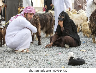 Nizwa, Oma, 24th March, 2017: Omani Couple Talking At The Nizwa Market