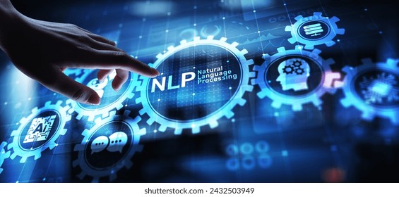 NLP natural language processing cognitive computing technology concept on virtual screen.