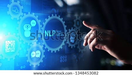 NLP natural language processing cognitive computing technology concept on virtual screen.