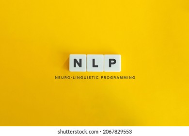 NLP (Neuro-linguistic programming) banner and concept. Block letters on bright orange background. Minimal aesthetics. - Shutterstock ID 2067829553