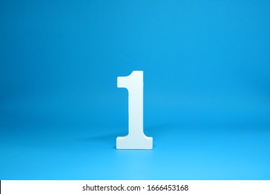 No. 1 ( One ) Isolated Blue  Background with Copy Space - Number 1 Percentage or Promotion success and the best winner Concept