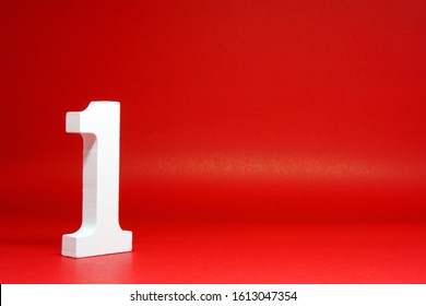 No. 1 ( One ) Isolated Red  Background with Copy Space - Number 1 Percentage or Promotion success and the best winner Concept